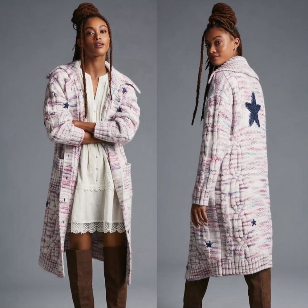Pilcro Anthropologie Star Cardigan Coatagan Large NWT